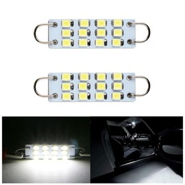 Sebellou 2 x White 44mm Rigid Loop Festoon Led Bulb 561 562 564 LED Interior Map Dome Door Trunk Light Bulbs