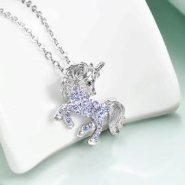 luomart Unicorns Necklace Gifts for Girls,Rainbow Unicorn Necklaces Jewelry Gift for Women Boys Teen Girls Unicorn Lovers (Unicorn Amethyst)