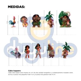 Cake Toppers Moana Kit 10 Pz Decoración Pastel Moana