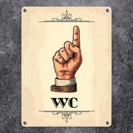 Vintage Toilet Sign Direction Sign Passage in Beige