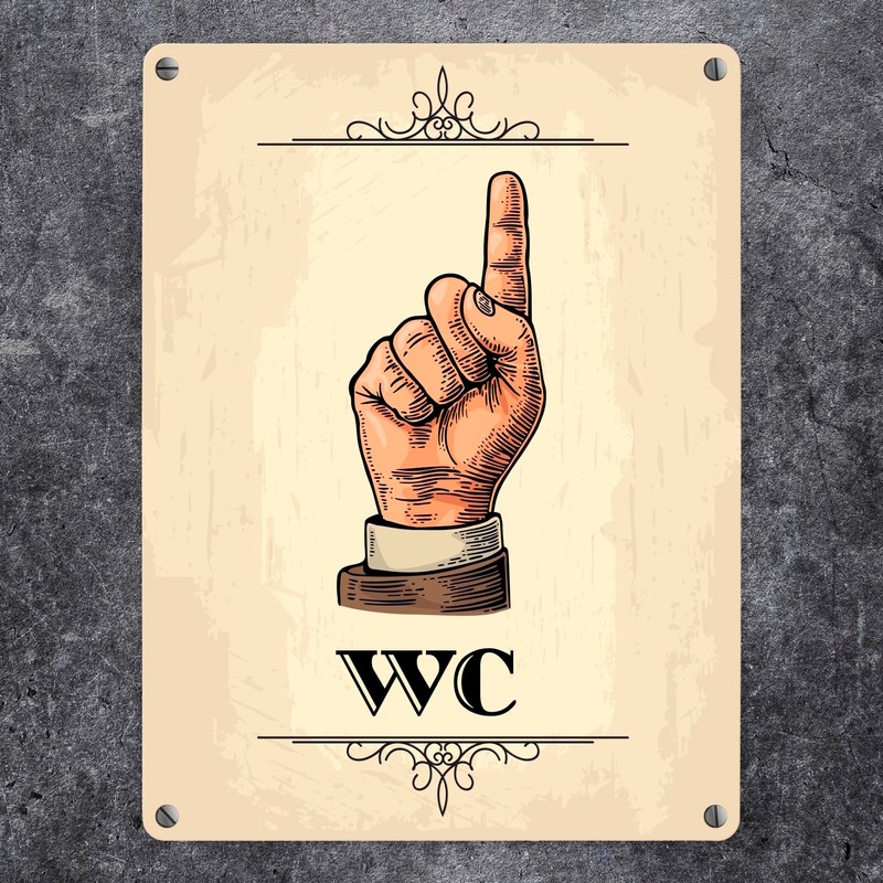 Vintage Toilet Sign Direction Sign Passage in Beige