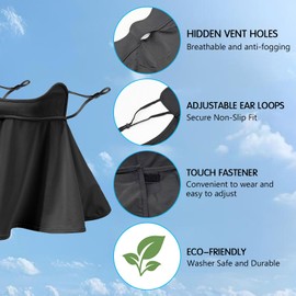 Vanolu UPF 50+ Sun Protection Face Mask – Ice Silk Neck Gaiter, UV Face Cover, Breathable Cooling Mask for Women Men (Black+Pink)