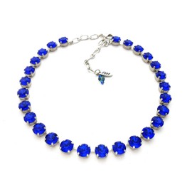 Austrian Crystal Tennis Necklace, 10mm (45ss) Chatons, MAJESTIC BLUE, Royal Navy Blue, Assorted Finishes, Optional Matching Earrings, Gift Packaged