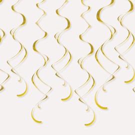 Unique Solid Hanging Swirl Decorations, 26", Gold