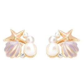Seashell Earrings for Women Shell Earring Starfish Shell Pearl Earring for Women Summer Beach Jewelry Beachy Statement Prom Jewelry