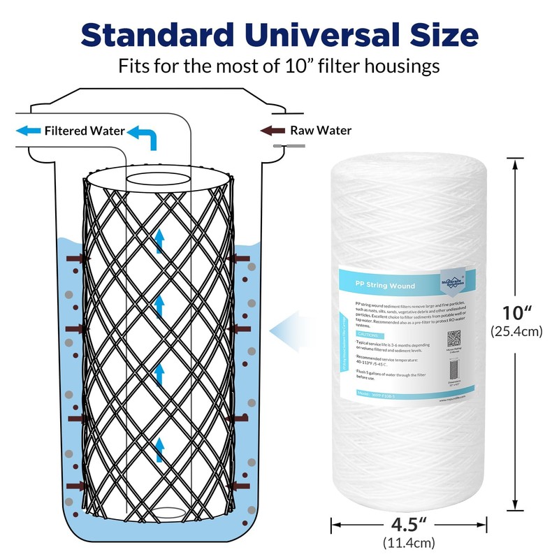 Membrane Solutions 5 Micron 10""x4.5"" String Wound Whole House Water