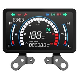 Geloo Motorcycle Speedometer Digital Motorcycle Speedometer 12 V with 7.7 Inch Display, Automatic Brightness Adjustment for Honda CG125 Forza125 FT125