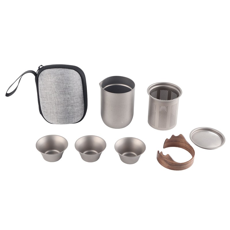 Titanium Double Walled Tea Cups with Removable Filter Cover Cap