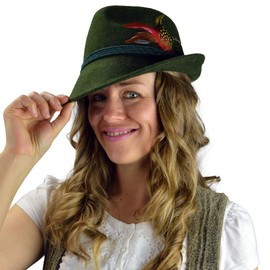 Oktoberfest Haus | Austrian & German Alpine Hat with Feather & Rope - Oktoberfest Hats for Men and Women | Brown
