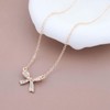 TseenYi Rhinestone Bow Pendant Necklace Gold Crystal Bow Tie Necklace