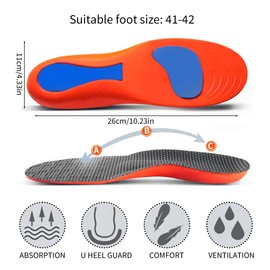 KEQAR 1 Paar Orthopädische Einlegesohlen, Comfysole Fersensporn Einlagen für Ballenzeh, Plantarfasziitis, Herren Damen, zur Unterstützung des Fußgewölbes, Fußschmerzen (40-41)