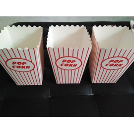 Popcorn Box Cardboard Red and White Striped Popcorn Boxes Popcorn Bucket for Movie Theater, Carnival, Party, Circus, (Red and White, 50)