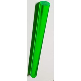 1" Diameter x 12" Long Fluorescent Green Clear Translucent Extruded Acrylic Plexiglass Rod - 25.4mm x 304.8mm