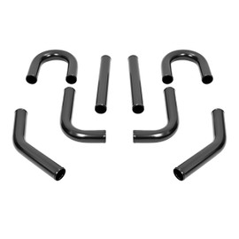 KUAFU 2.5 Inch 8PCS Universal Aluminum Intercooler Piping U-Pipe Kit & Stainless Steel T-Bolt Clamps & Coupler DIY Kit Black