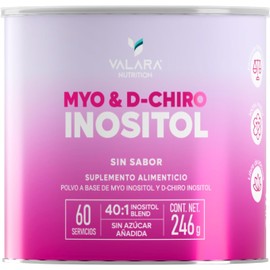 VALARA Myo Inositol Y D-Chiro Inositol En Polvo Relación 40:1 Mujer 240 g, 60 porciones, Suplemento Alimenticio para Mujeres, Uso Diario, Sin Sabor