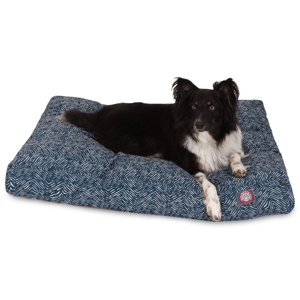Teal Native Rectangle Indoor Outdoor Pet Dog Bed With Removable Washable Cover By Majestic Pet Products, Navy Blue, X-Large