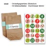 DIY advent calendar set (24 brown gift bags, 24 coloured number stickers,