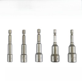 5 Pcs Magnetic Impact Nut Driver Set, Heavy Duty Magnetic Impact Driver Bit Set, Size 1/2'' 1/4'' 5/16'' 7/16''and 3/8'',1/4" Quick-Change Hex Shank, Length 2.5 inche (65mm)