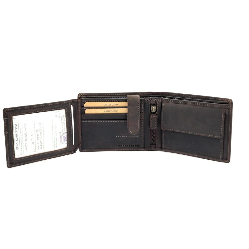 Lemasi Genuine Buffalo Full Leather Wallet for Men, Natural Hunter