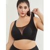 Aulooks Plus Size Women Minimizer Wireless Bras Black 6XL Full