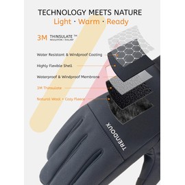 TRENDOUX Guantes térmicos gruesos para deportes: guantes de invierno con forro polar con visualización táctil para nieve cálida para hombres y mujeres, con logotipo reflectante de agarre para clima