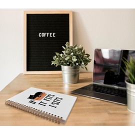 NEGIGA Black Cat Notebook, Cat Gifts for Cat Lovers Girls Women, Cat Journal, Cat Mom Gifts, Cat Lady Gifts, Cute Notebook, If It Fits I Sits, Spiral Notebook 5.5x8.3