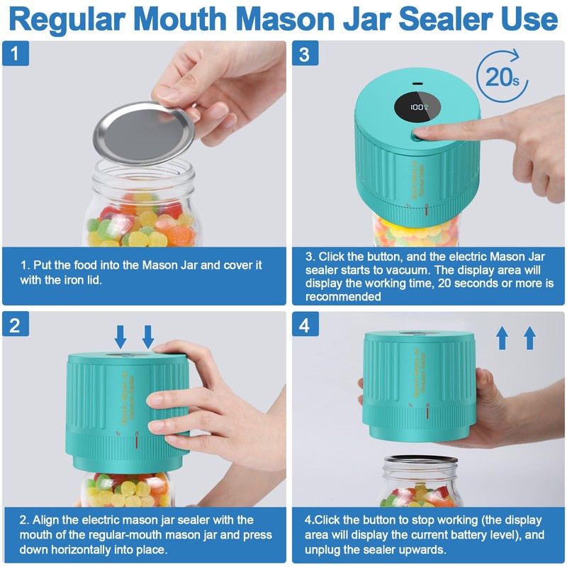 LOVE MOMENT Electric Mason Jar Vacuum Sealer Kit for Wide