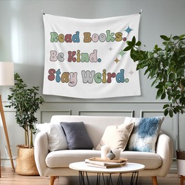 WAITPI Inspirational Reading Classroom Hanging Wall Tapestry, Boho Read Books Be Kind Stay Weird Positive Bookish Wall Hanging Room Decor Tapestries for Kids Room Library Reading Nook Corner 50x60 in