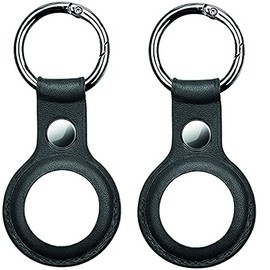 Urcover Protective Case Compatible with AirTag in Black, Pack of 2, Scratch-Resistant Portable Case with Key Ring, Protection Against Impact, Dirt Scratches, Accessories, Bluetooth Tracker