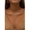 Picuzzy Lariat Gold Layered Necklace, Dainty 14K Gold Plated Long