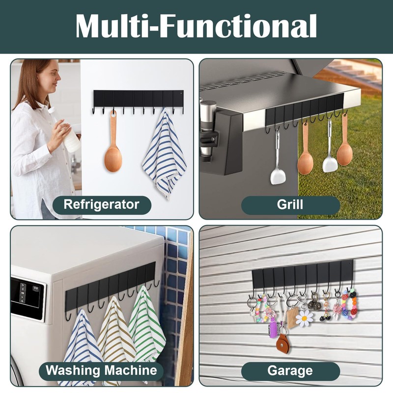 6 Pcs Magnetic Key Holder for Fridge with 10 Hooks,
