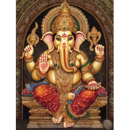 DIY Diamond Painting by Numbers Hindu Ganesha Full Drill Round Diamond Embroidery Cross Stitch Mosaic Crystal Rhinestone Arts and Craft Mosaic Art Kits 30x40cm(ku274)