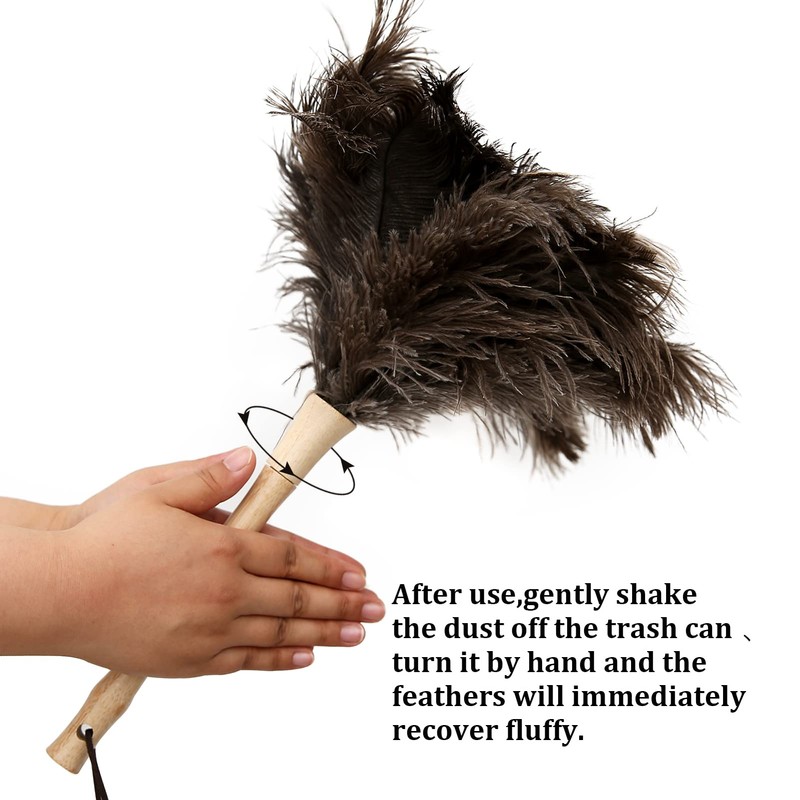 iHUFeather Ostrich Feather Duster 16 inch Feather Duster Fluffy Natural