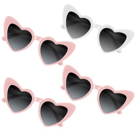 BOUBONI 4/6/8/10/12 Pack Bachelorette Sunglasses Heart Sunglasses Vintage Heart Shaped Glasses for Women Bridal Party Wedding
