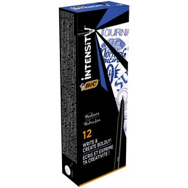 BIC Intensity Fine Tip Tip Tip Marker Pen Ink Based Writing 0.4mm (Pack of 12) 12 blue