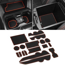 SENSHINE for Toyota Tacoma Accessories 2016-2021 2022 2023 Non-Slip Anti Dust Liner Cup Holder, Center Console, and Door Pocket Inserts Mats Premium Custom Interior (Double Cab) (Orange Trim)