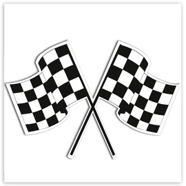Skino Eu® 2 x Vinyl Car Sticker Rally Sticker Checked Racing Flag in Black and White Running Racing Rally Car Moto Motorcycle Bicycle Window Door Tuning B 14