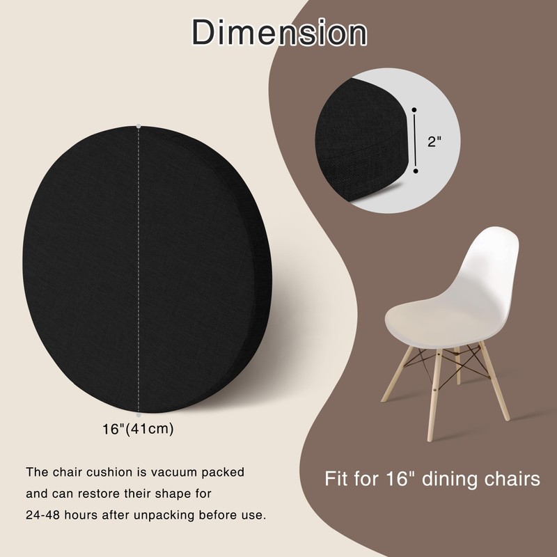 OVOV Round Chair Cushions for Dining Chairs 2 Pack Extra