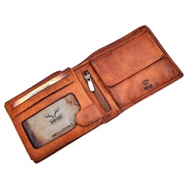 RFID MAQ3001 Men's Genuine Leather Wallet, brown, Modern