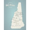 New Hampshire Ski Resorts Map 18x24 Poster (Beige & Opal