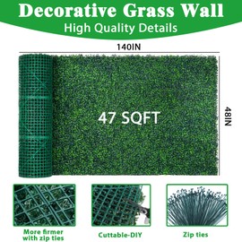 Yangrass Boxwood Roll Panels, 48"x140" (47 sqft) Artificial Ivy Privacy Fence Screen, UV-Anti Faux Boxwood Roll Grass Wall Panels for Garden Patio Balcony Privacy