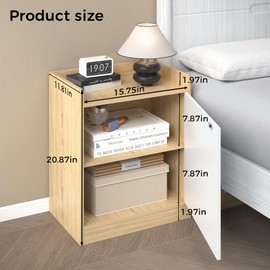 Modern Wooden Nightstand, Durable, Elegant Design for Small Spaces, Wooden Night Stand Measuring 11.81" 15.74" 20.86", for Bedroom, Natural
