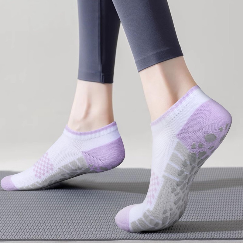 YUEDGE Pilates Socks for Women Size 6-9, Breathable White Cotton