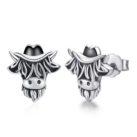 Highland Cow Earrings for Women 925 Sterling Silver Cow Stud Earrings Western Cow Earrings Jewelry Gifts for Women