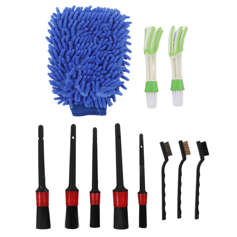 11PCS Car Cleaning Detailing Brush Set Interior Exterior Plastic for