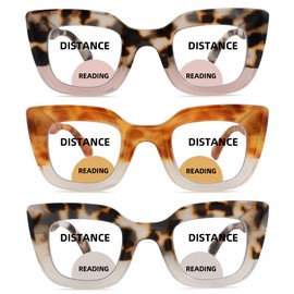 SOPHILY 3 Pack Bifocal Reading Glasses for Women Men, Clear Top Bi-focal Womens Readers Trendy Thick Frame +1.25