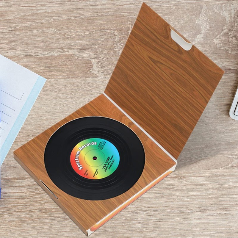 Miss Rui Set of 6 Vinyl Record Coasters for Drinks