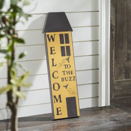 VHC Brands Buzzy Bees Welcome To The Buzz Saltbox House MDF Sign 23x7x1