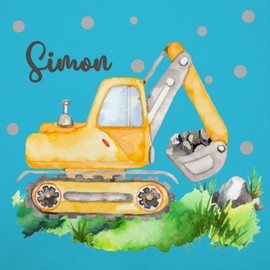 Geschenk mit Namen personalisiert by Shirtracer - Children's Apron Children Boys Girls – Digger Driver Gift, 5 turquoise