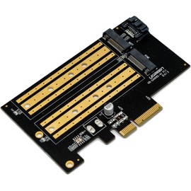 Dual M.2 PCIe Adapter for SATA (B Key) and NVMe (M Key) SSD with High-Speed PCIe x4 Interface, Supports 2230 2242 2260 2280 M.2 Drives, SSD to PCI-e Expansion Card
